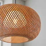 Estelle Natural Bamboo Round Pendant in Matt Black