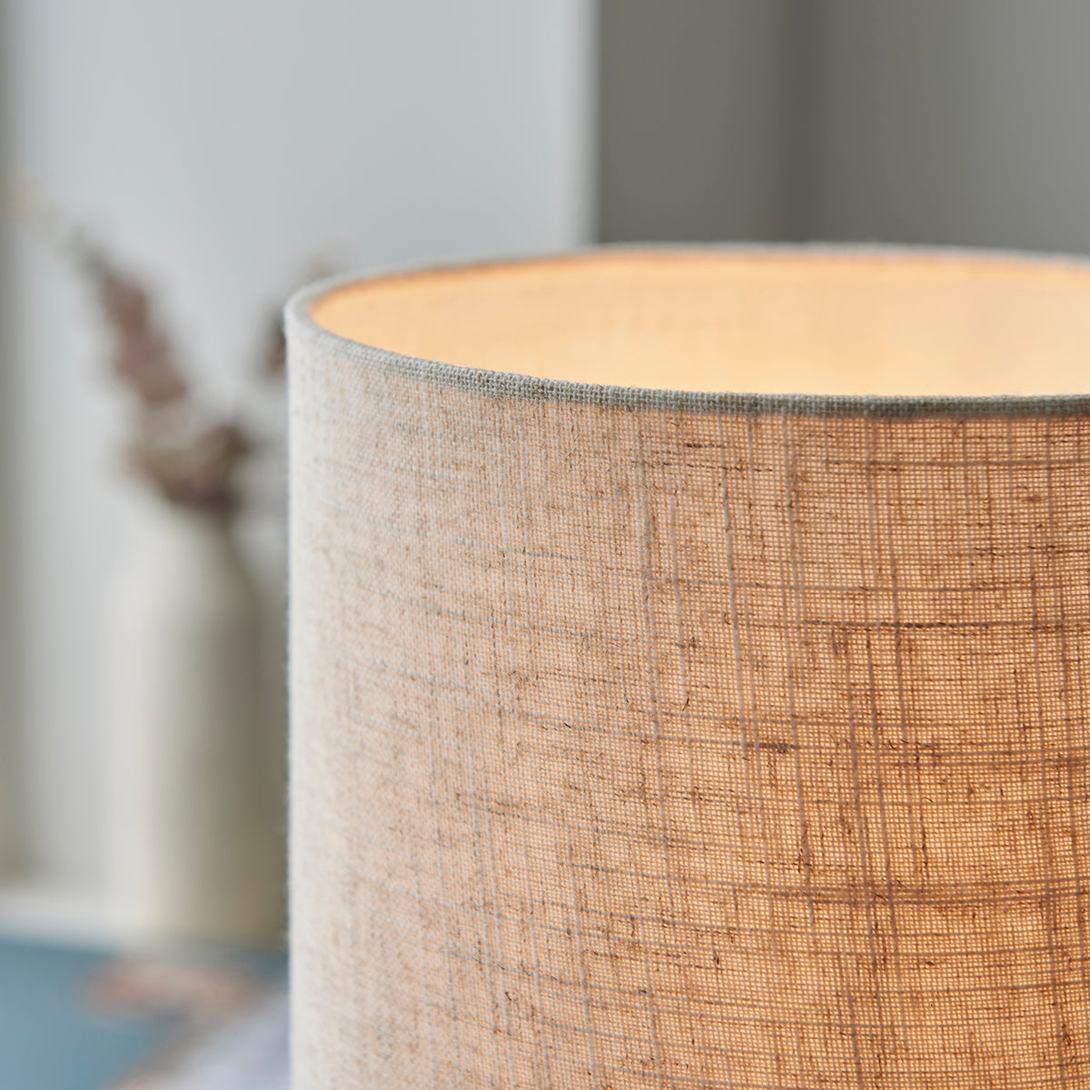 Faris Natural Eucalyptus Wood Table Lamp with Natural Linen Shade