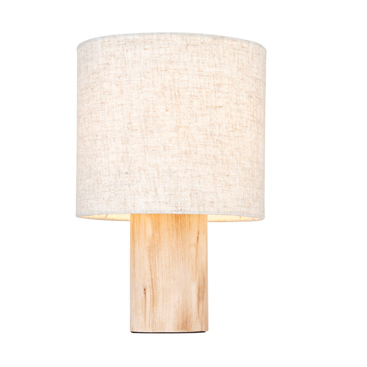 Faris Natural Eucalyptus Wood Table Lamp with Natural Linen Shade