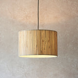 Luna Natural Seagrass Pendant Light in Matt Black