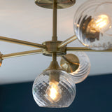Madeline Spiral Glass Six Light Semi Flush Light in Antique Brass