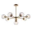 Madeline Spiral Glass Eight Light Pendant in Antique Brass