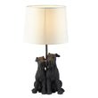 Westies Table Lamp in Matt Black with Natural Linen Shade