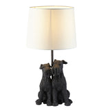 Westies Table Lamp in Matt Black with Natural Linen Shade