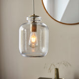 Kendrick Textured Glass Pendant in Antique Brass