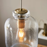 Kendrick Textured Glass Pendant in Antique Brass