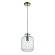 Kendrick Textured Glass Pendant in Antique Brass