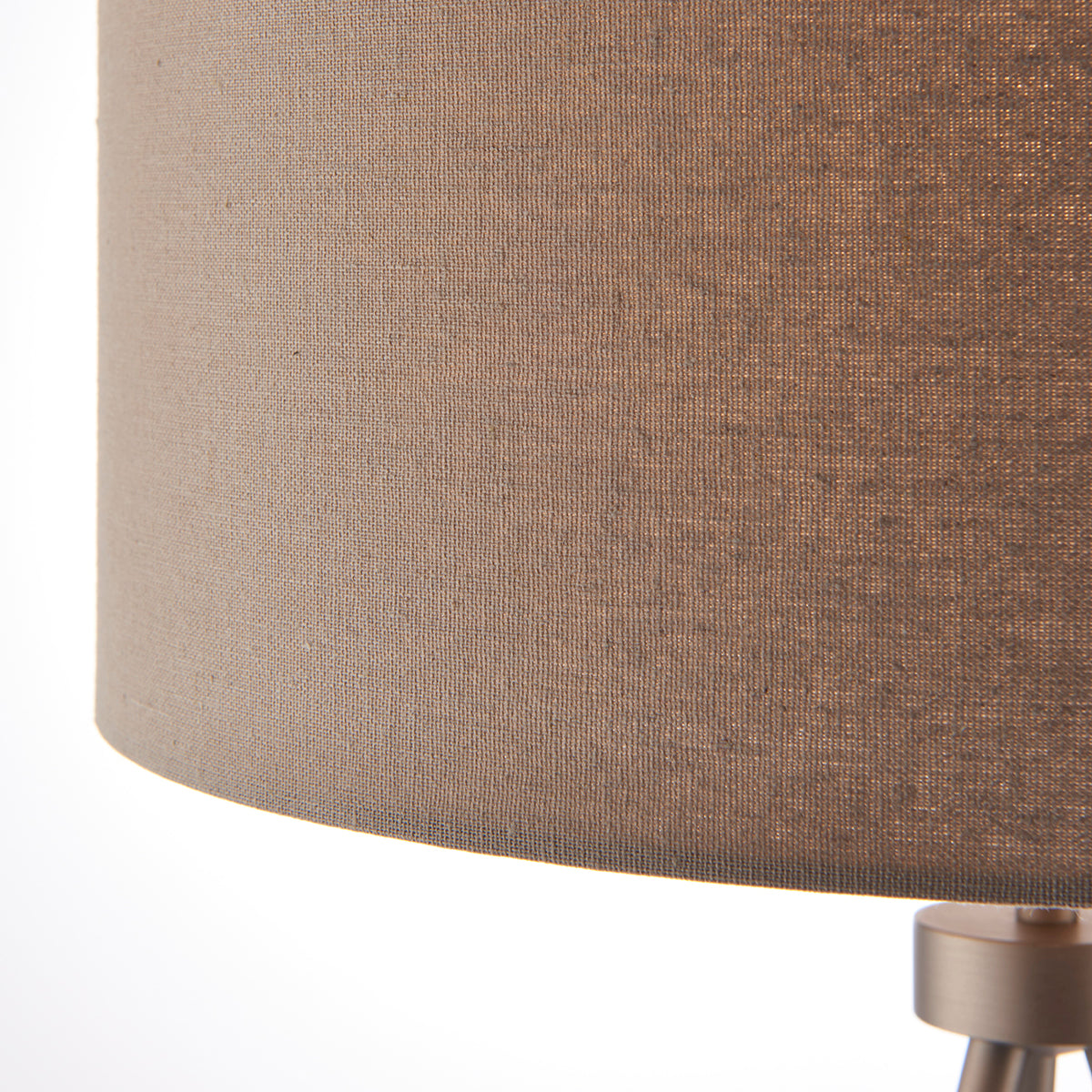 Milo Tripod Table Lamp in Matt Nickel with Grey Fabric Shade