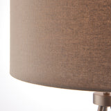 Milo Tripod Table Lamp in Matt Nickel with Grey Fabric Shade
